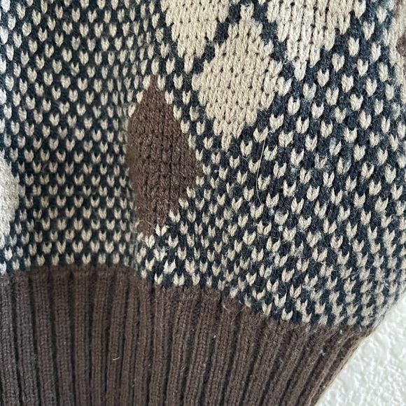 Jon 1 E | Vintage grandpa sweater brown knit with leather patches size m… - Picture 5 of 7